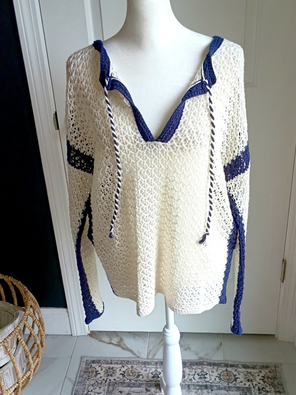 NEW! 99.50 LUCKY BRAND OVERSIZED OPENWORK SWEATER